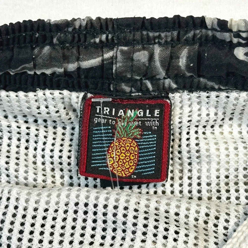 Vintage 90s 00s Triangle Men's‎ Black Floral Swim Trunks Size M Surfcore